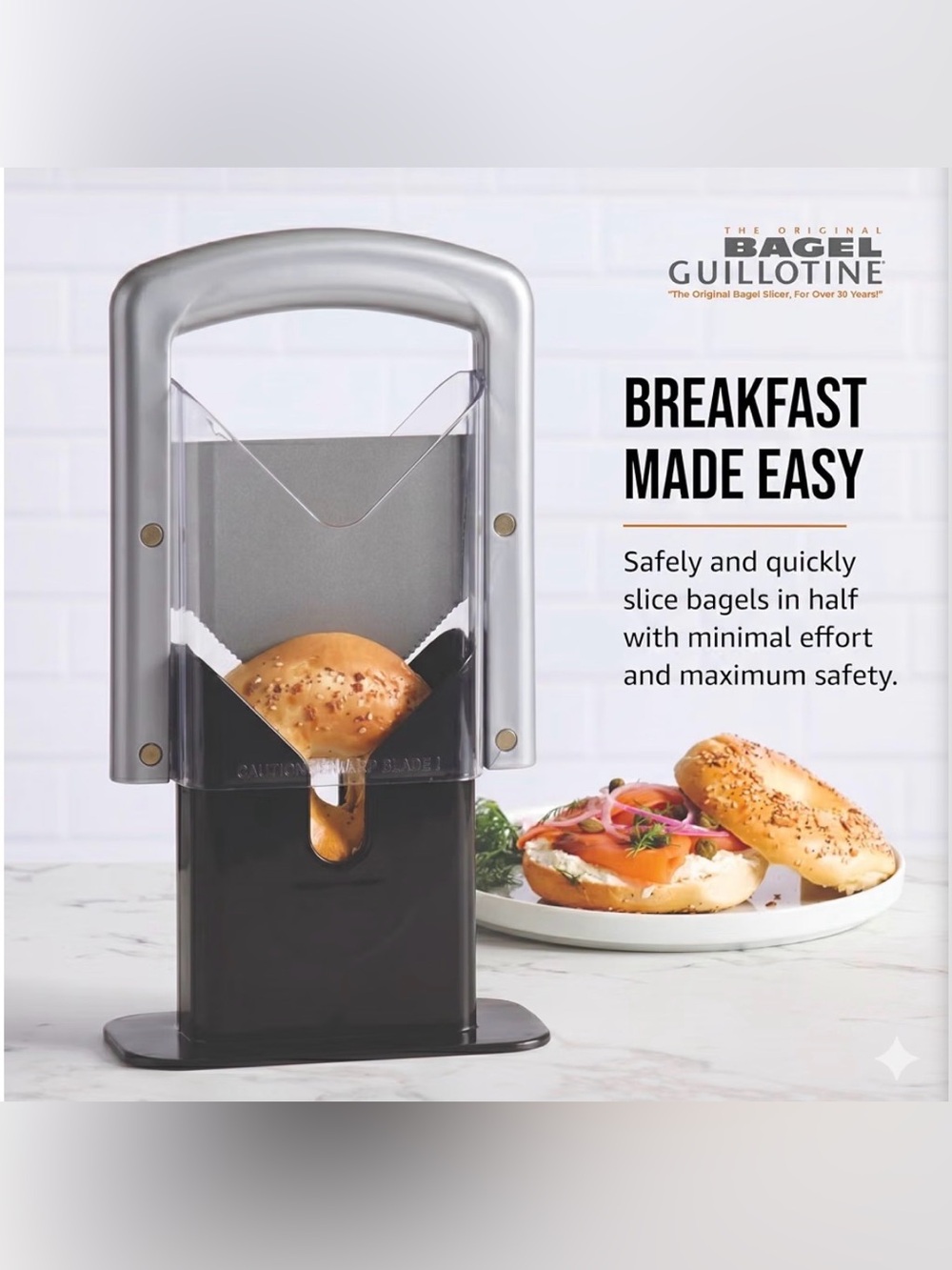 Hoan - The Original Bagel Guillotine Slicer Silver Colour
